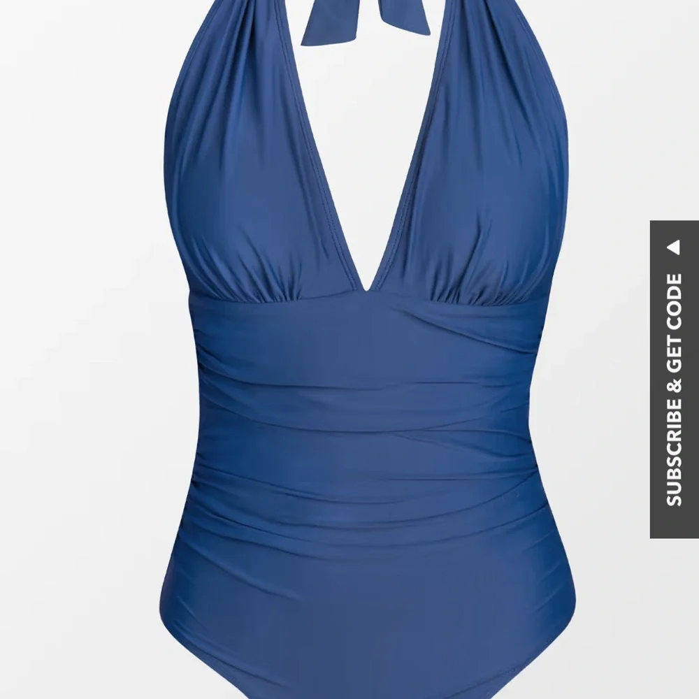 Cupshe Women's Halter Backless Ruched Tummy Control Swimsuit-Size S  NWT